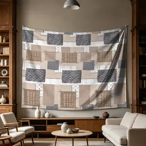 1 Bohemian-Style Patchwork Checkered Tapestry   Perfect for Children's Bedrooms   Wall Decor   Soft and Lightweight   A Wonderful Gift