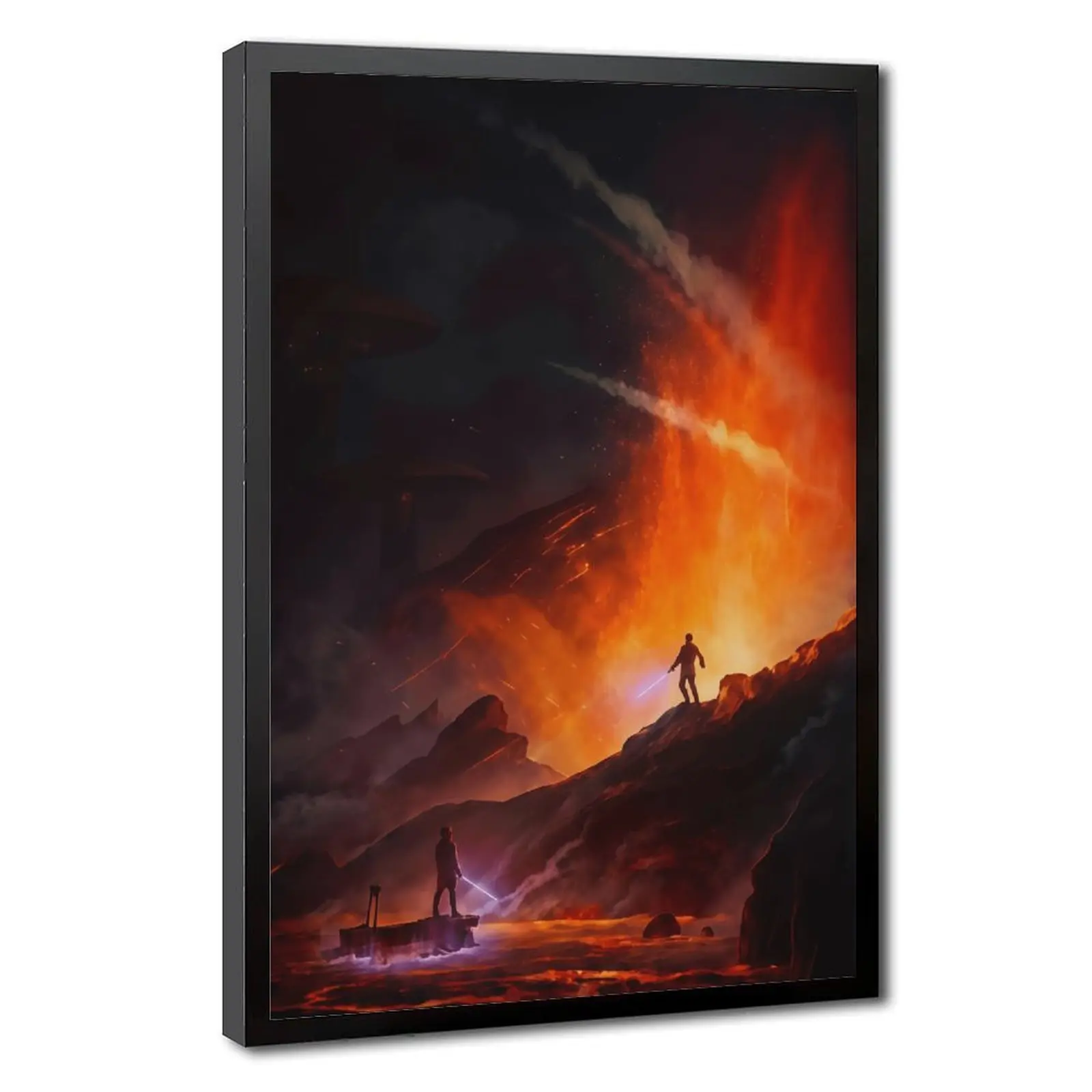 Kenobi VS Anakin Canvas Poster - Frame-Style Wall Art, Funky Home Decor for Bedroom, Anime Wall Decor Print