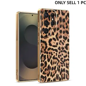Luxury Leopard Print Leather Phone Case For Samsung Galaxy S26 S25 S24 S23 S22 S21 Ultra Plus FE Note20 A15 A16 Camera Protection Shockproof Silicone Cover