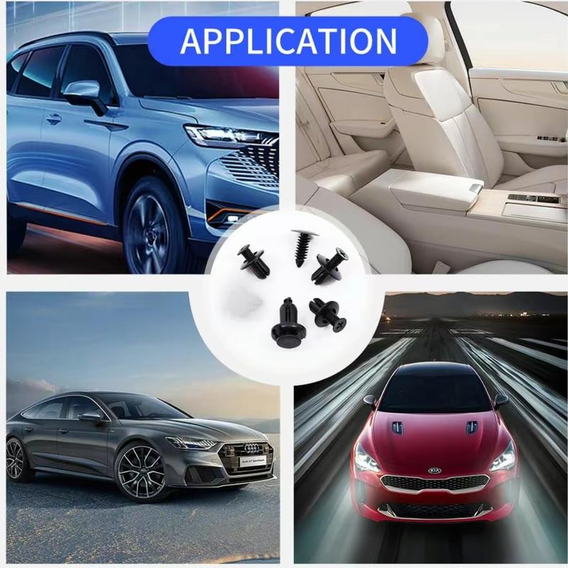 200PCS Car Clips for Hole Plastic Rivets RetainerFender Push Pin Fastener Bumper-a total of 6sizes Automotive Accessories Truck Detailing Custom Decor Carbon clavicular car clip