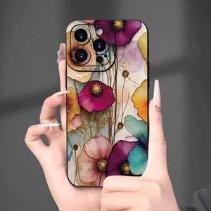 A patterned phone case with floral design, TPU shockproof full protection case, suitable for iPhone 17/16/15/14/13/12/11 PRO MAX PLUS AIR E XS and PROMAX MINI, an ideal gift for friends and family, MS2510