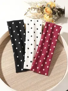 2 Pcs Retro Polka Dot Hairbands, Fashion Sports Headwear, Workout Headband, Chic Headbands, Quick-Dry Sweat-Wicking, Versatile Daily Use, Street Dance, Travel, Beach, School Accessories