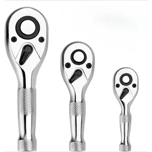 Stubby Ratchet Wrench Set, 1 Set 72-Tooth 1/4" 3/8" 1/2" Drive Socket Wrench, Mini Small Ratchet with CR-MO Head, Quick-Release & Reversible Design