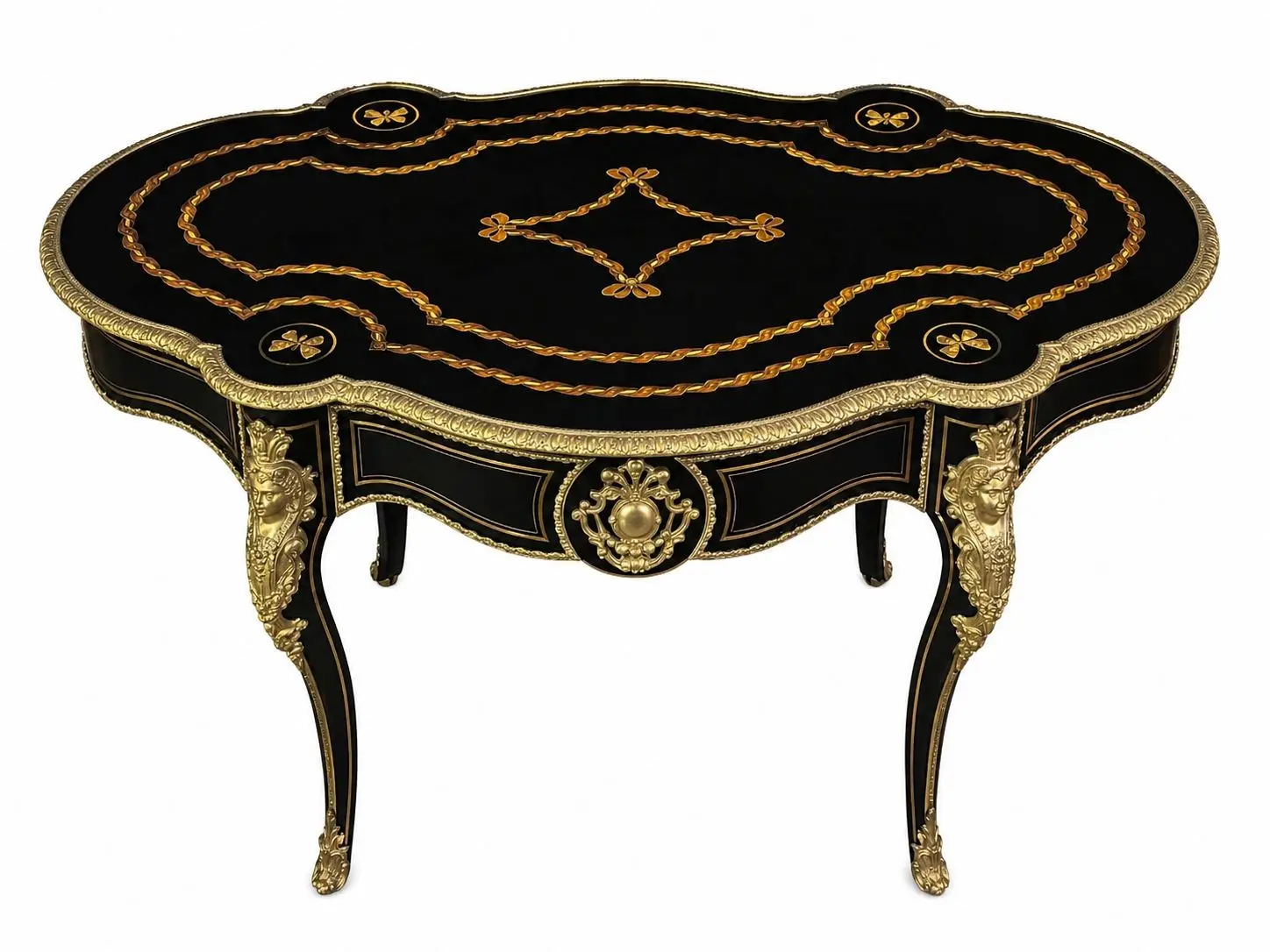 19th Century Napoleon III Ebonized Writing Desk w/ Gilt Bronze & M.O.P
