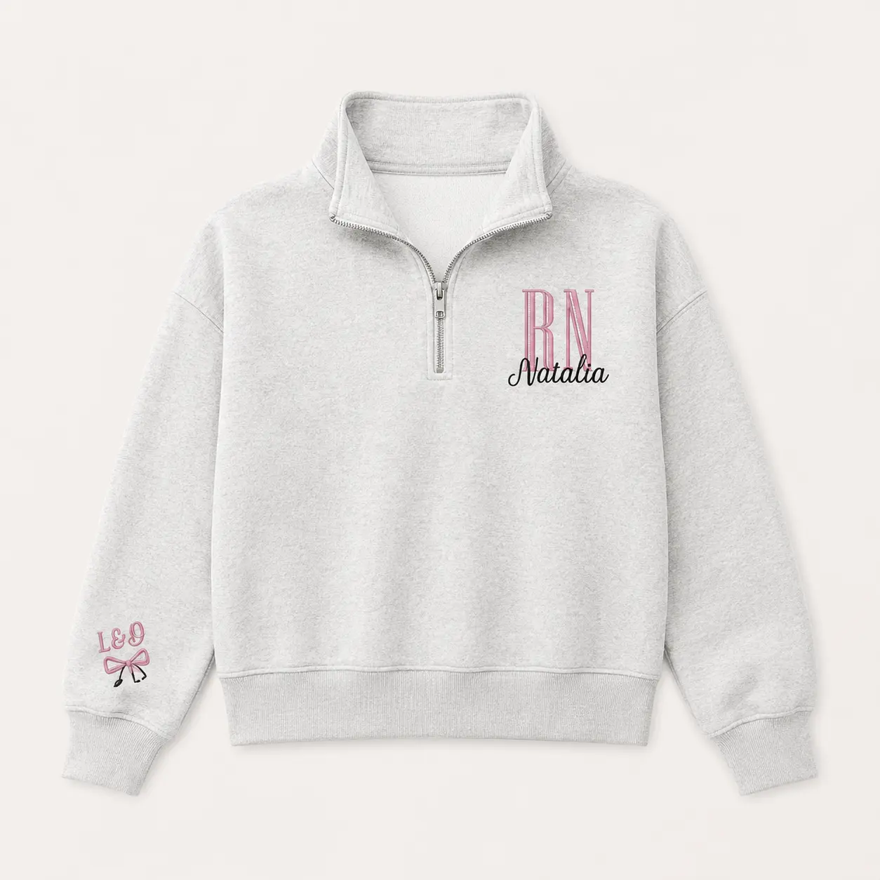 Personalized Name Nurse Quarter Zip Sweatshirt, Custom Nursing Embroidered Pullover with Title, RN LPN CNA Gift, Graduation Gift for Nursing Assistant or Nurse Graduation