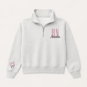 Personalized Name Nurse Quarter Zip Sweatshirt, Custom Nursing Embroidered Pullover with Title, RN LPN CNA Gift, Graduation Gift for Nursing Assistant or Nurse Graduation