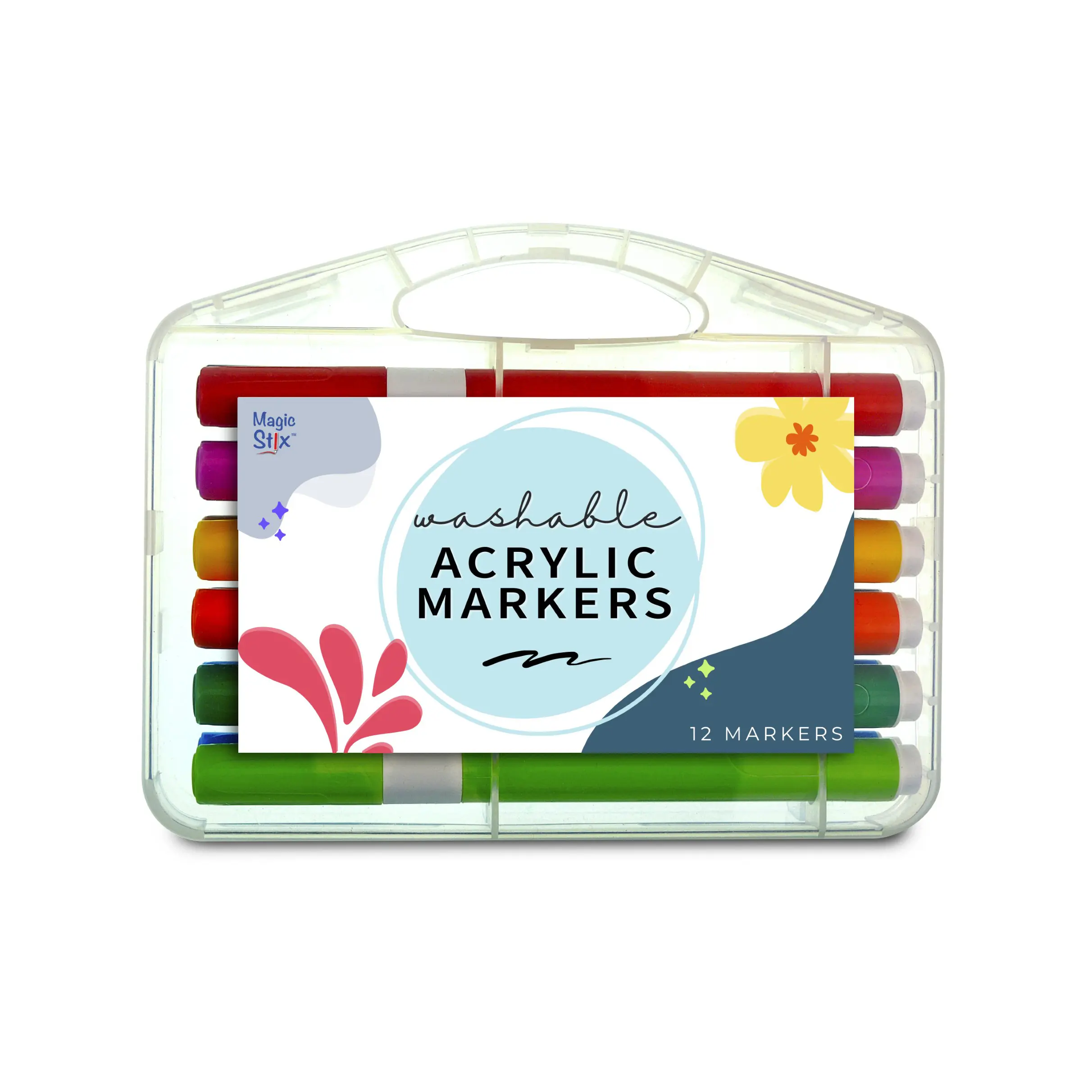 Magic Stix Washable Acrylic Markers, 12 Pack