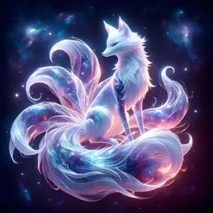 5D DIY Full Drill Round Diamond Painting - Diamond Art Kit Fantasy Nine-Tailed Fox Mosaic, Canvas - DIY Decorative Painting, Home Wall Decor, Perfect for Halloween, Christmas, Independence Day, Birthdays, and Anniversary Gifts.