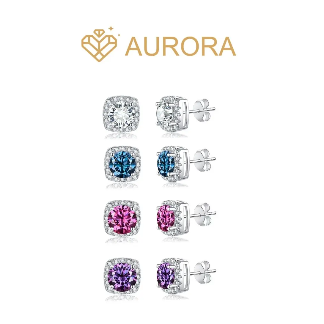 【#78 Princess Dangler & Stud Earrings】925 Sterling Silver Moissanite Earrings, Stud Earrings Jewelry