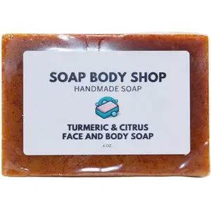 Turmeric Skin Soap & Citrus, 7 Essential Oils Blend, No Kojic, Daily, Lemon, Lime, Bergamot, Grapefruit Oil, Fresh Scent, Body Care, Smooth, Body Wash