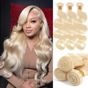 613 Blonde Bundles Human Hair  Blonde Body Wave Bundles 3 Bundles Human Hair Extensions Unprocessed 14A Grade Brazilian Virgin Human Hair for Women