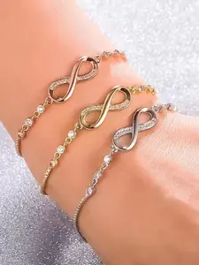 Women's Elegant Rhinestone Infinite Geometric Decorated Bracelet, Fashionable Adjustable Bracelet for Party, Daily Clothing Decor, Trendy All-match & Exquisite Jewelry for Birthday Gift