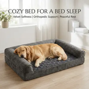 1 Pcs Jumbo Orthopedic Foam large Dog Bed for Large Dogs High Quality machine-washable cover with Decorative cushion Easy Assembly Grey Pet Bed for Joint Essential dog beds best gift for dog Affordable Suitable for dogs weighing 1 to 155 lbs