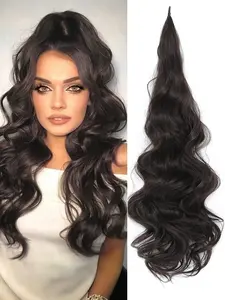 28inch Ponytail Extension, Flexible Wrap Around Ponytail Extension Long Wavy Curly Ponytail Hair Extensions Natural Ponytail Synthetic Hairpiece For Women Daily Party Use Synthetic Soft Hairpieces