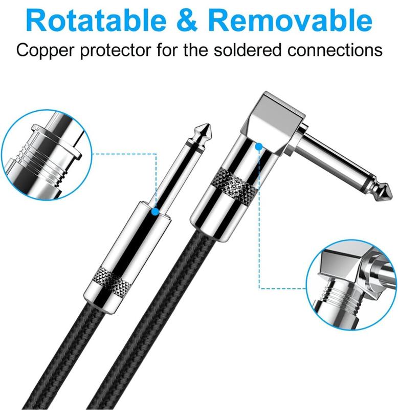 New bee Guitar Cable 10ft Electric Instrument Cord foo Pro Audio (Right Angle to Straight, Black)