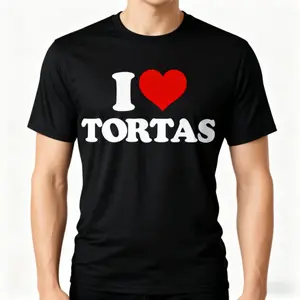 Tortas Love Statement 100 Percent Cotton Breathable Comfortable Slimming I Heart Tortas TortasLoveThemed StatementTee Casual Sports Menswear Fashion Classic Soft Loose T-Shirt Top Tshirt Streetwear