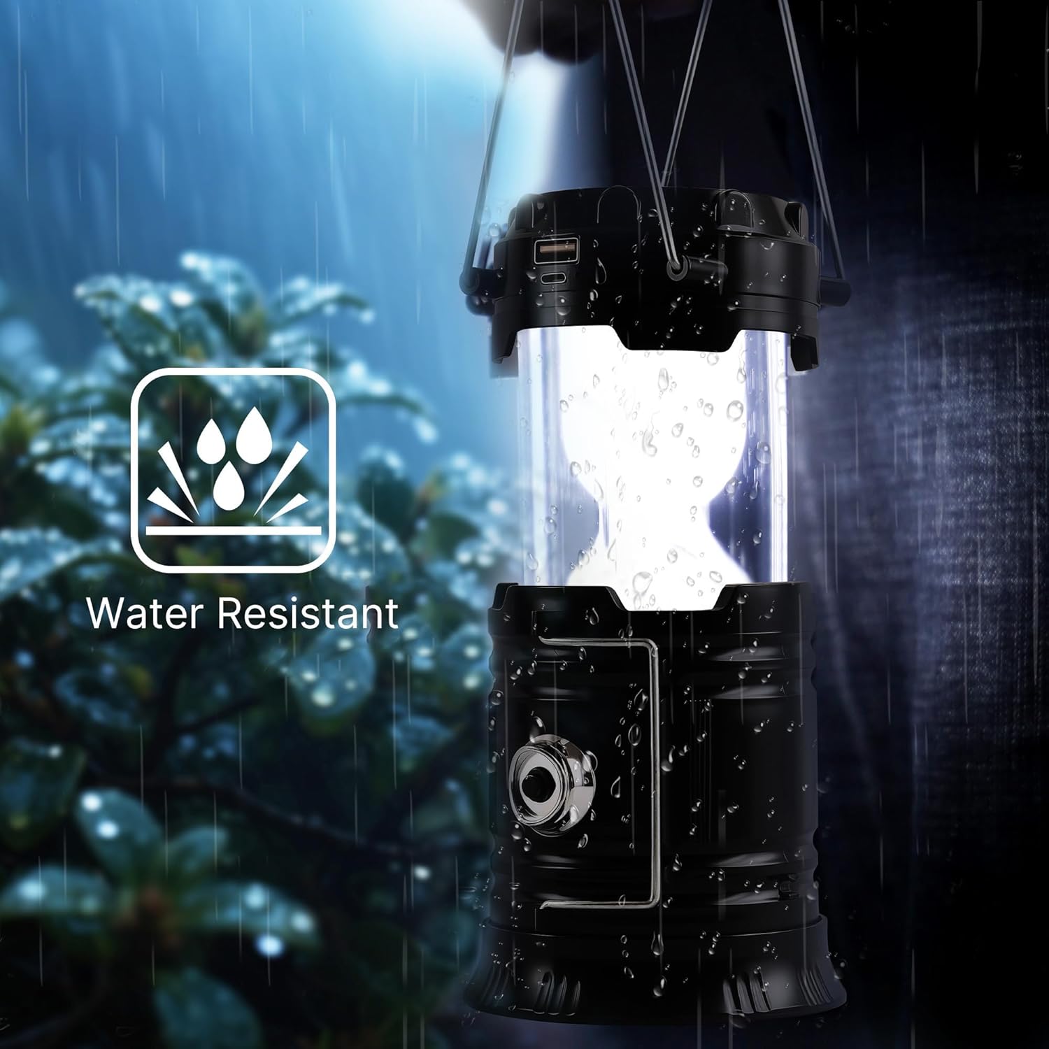 Solar Camping Lantern 4-Pack - Rechargeable 100 Lumen Max LED Emergency Lights, Magnetic Base, Foldable Hanging Hook, Collapsible Compact ABS Plastic Lamp with Power Bank for Camping, Power Outages - Gift Set, Collapsible Form