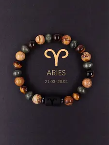 Aries Tiger Eye Stone Handmade Beaded Bracelet, Zodiac Sign Jewelry, Unique Gift Idea, Fashion Accessory for All Seasons, Stackable Bracelets