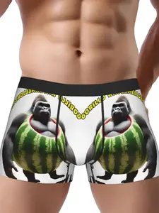 Brainrot Throw Tung Tung Men'S Graffiti Boxer Briefs - Stretchy Boxer Shorts, Assorted Vibrant Prints, Medium Stretch Comfort Fit, Novelty Underwear for Men