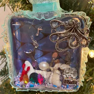 Mermaid terrarium Christmas ornament.  Under the sea Decor Decoration