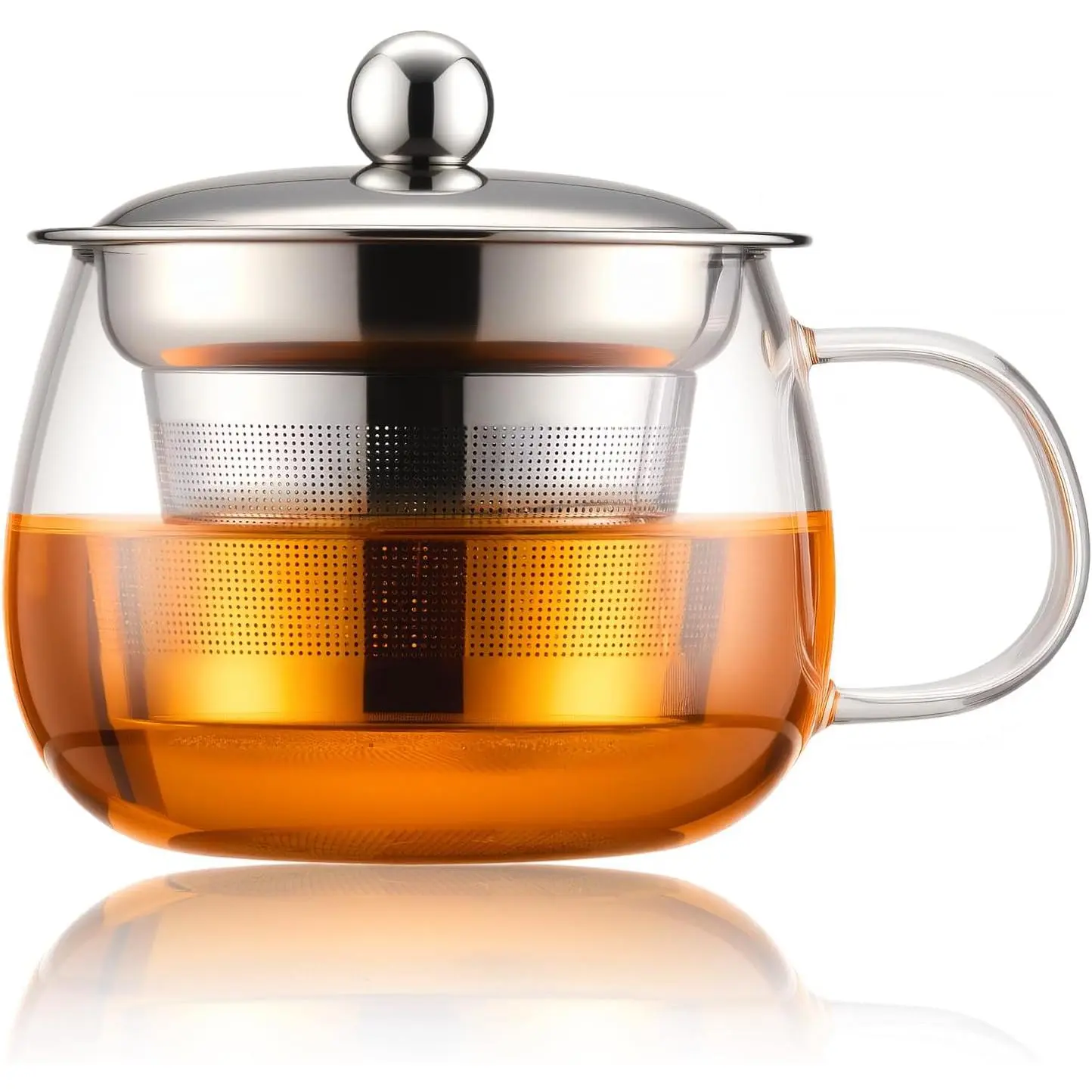 Tea Cup with Infuser and lid, Glass Tea Cup of Heat Resistant Glass, 13oz Tea Mug, Clear Teacup for Loose Tea, Blooming Tea, Tea Bag, Tea Cup with Strainer for Family Daily