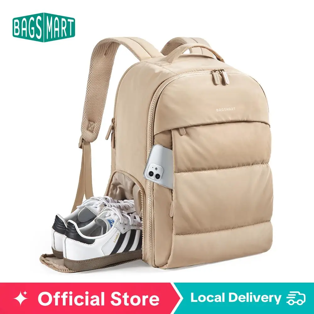 BAGSMART Carry on Backpack with Shoe Compartment, 30L Travel Backpack Airline Approved, Water-Resistant Gym Bag for Women, Fits 15.6" Laptop TikTokSho
