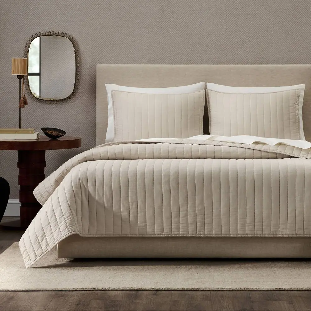 Jeremiah Brent Home 3pc Channel Rice Stitch Gauze Quilt Set Jeremiah Brent Home 3pc Channel Rice Stitch Gauze Quilt Set