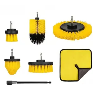 7-Piece Drill Cleaning Brush Set for Kitchen, Bathroom, Car, Grout, Tiles & Gaps, Soft Bristle Detailing Brushes, Complete Auto Care Kit