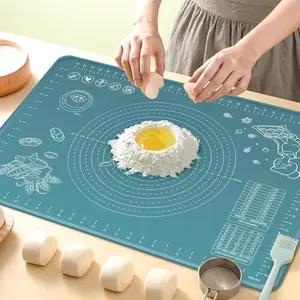 Silicone Pastry Mat, 32" x 24", Extra Thick, Non-Stick, Baking Mat with Measurements and Edge Heightening, Food Grade, for Pastry, Bread, Cookies, Pizza, Fondant, Pasta