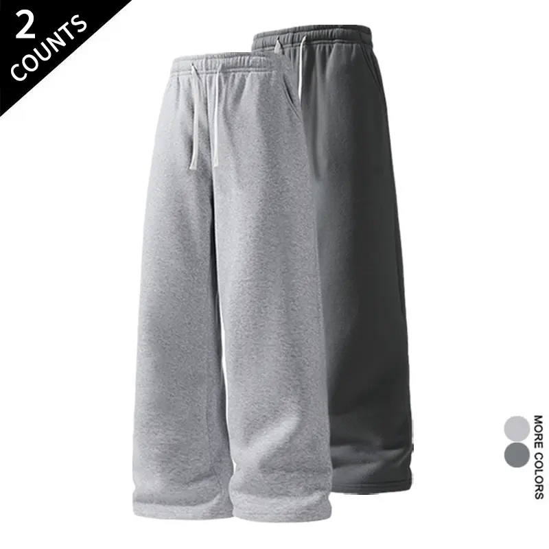 2-Pack Men's Elastic Waist Drawstring Sweatpants with Deep Pockets