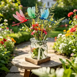 18PCS Realistic Dragonfly Clips - Colorful Fake Dragonfly Stakes with Clips for Garden Embellishment, Outdoor Garden Accessories, Plant Pot, Patio Decoration,FathersDayGift