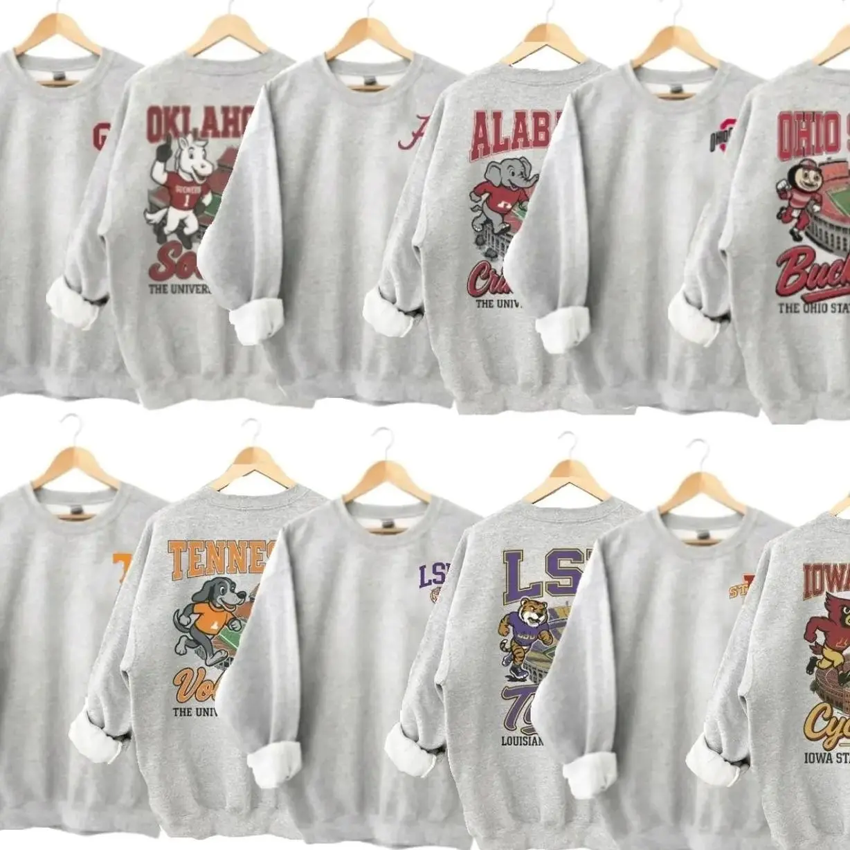 Vintage College Football Graphic Sweatshirt 2 side , for Men and Women YW3