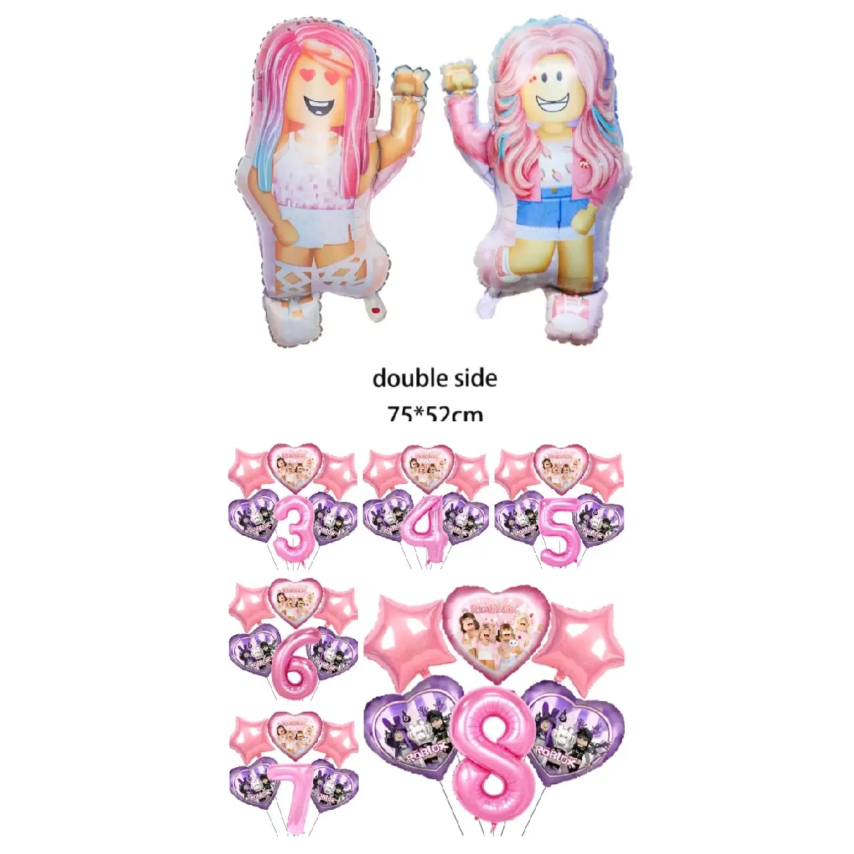 6PC ROBLOX BALLOONS GIRLS ROBLOX PARTY SUPPLIES DECOR