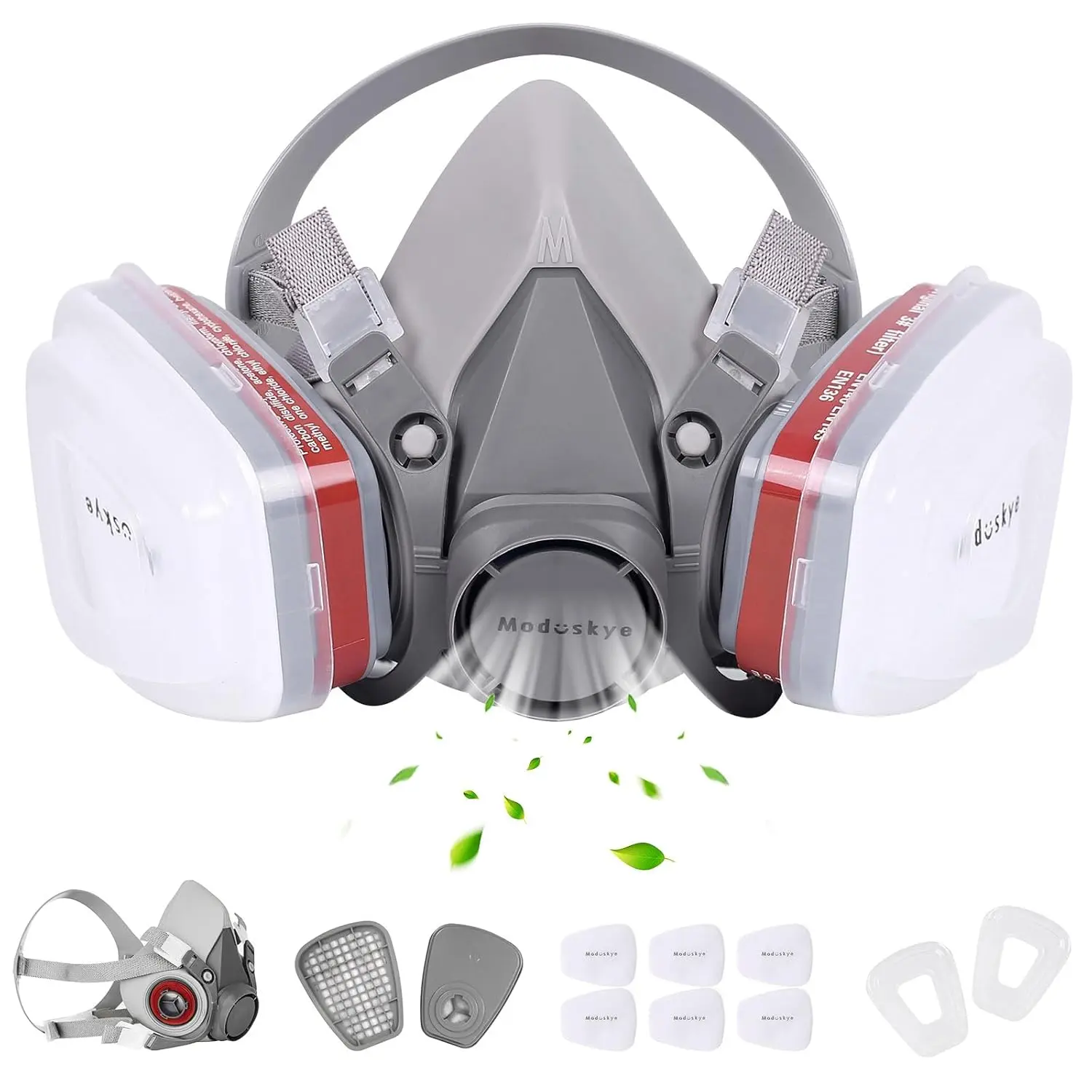 Reusable Respirator, Reusable Half Facepiece Respirator with 6 Active Cotton Respirator Filters Against Painting, Dust, Sanding, Polishing, Spraying
