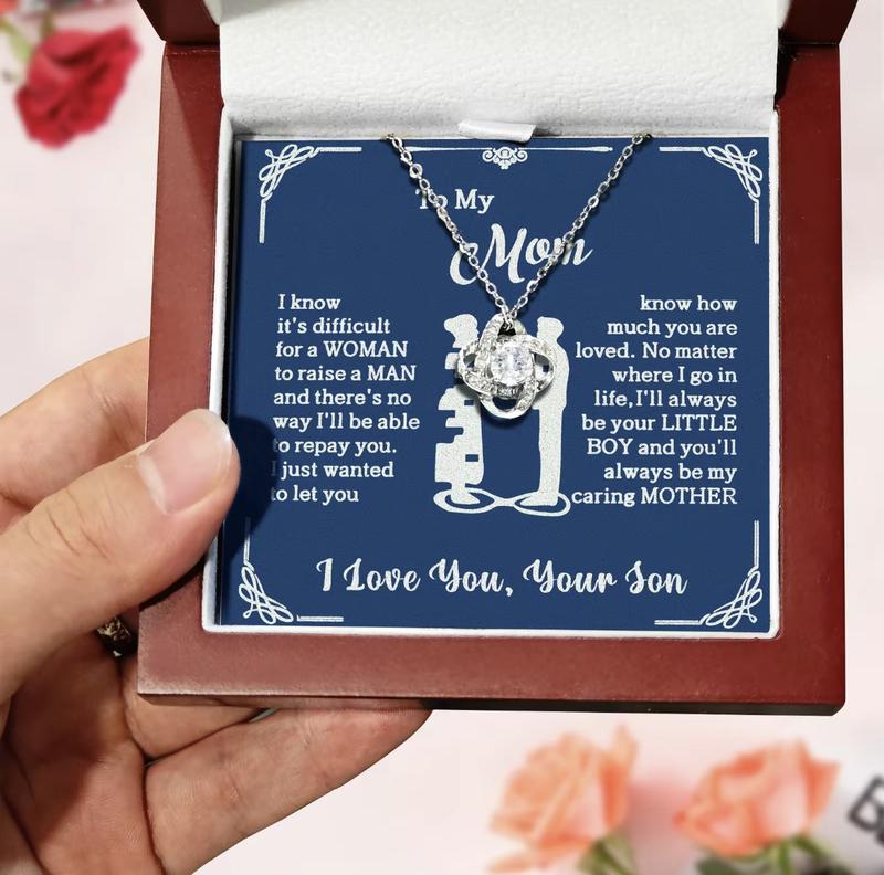 My Mom I Love You Your Son Necklace Boxed with Loving Card for Mom Wife ...
