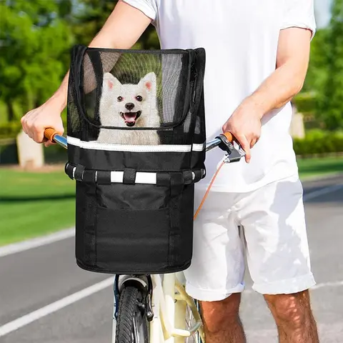 Bicycle Basket Pet Protective Cover Enclosure, Prevents Pets From Jumping Out, Safe Net for Dogs & Cats, Essential Bike Accessory, Outdoor
