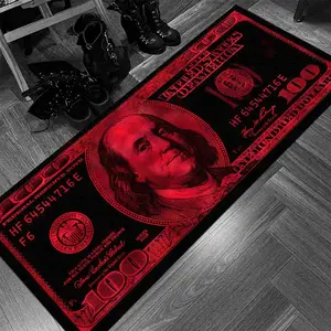 Dollar Print Decorative Carpet, Luxury Minimalist Design, Foldable Plush Home Decor Rug for Living Room Bedroom Hallway Kitchen