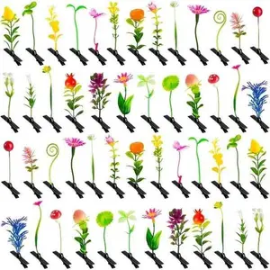 20PC MIXED Bean Sprout Hair Clips Pack Little Leaf Leaves Rave Plur Festival EDM Concert Flower Grass Cute Small Straight Hairpins Funny Costume Barrette Headwear Hair Accessories Party Headwear Pin