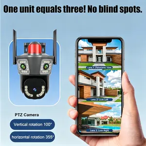 COOHILIGH COOHILIGH Outdoor Smart Security Camera, Triple-Lens System, 1080P HD Resolution, AI Human Tracking, Color Night Vision, 355° Pan/Tilt Rotation, IP65 Waterproof Rating. Ldeal for Home/Farm Surveillance Systems.