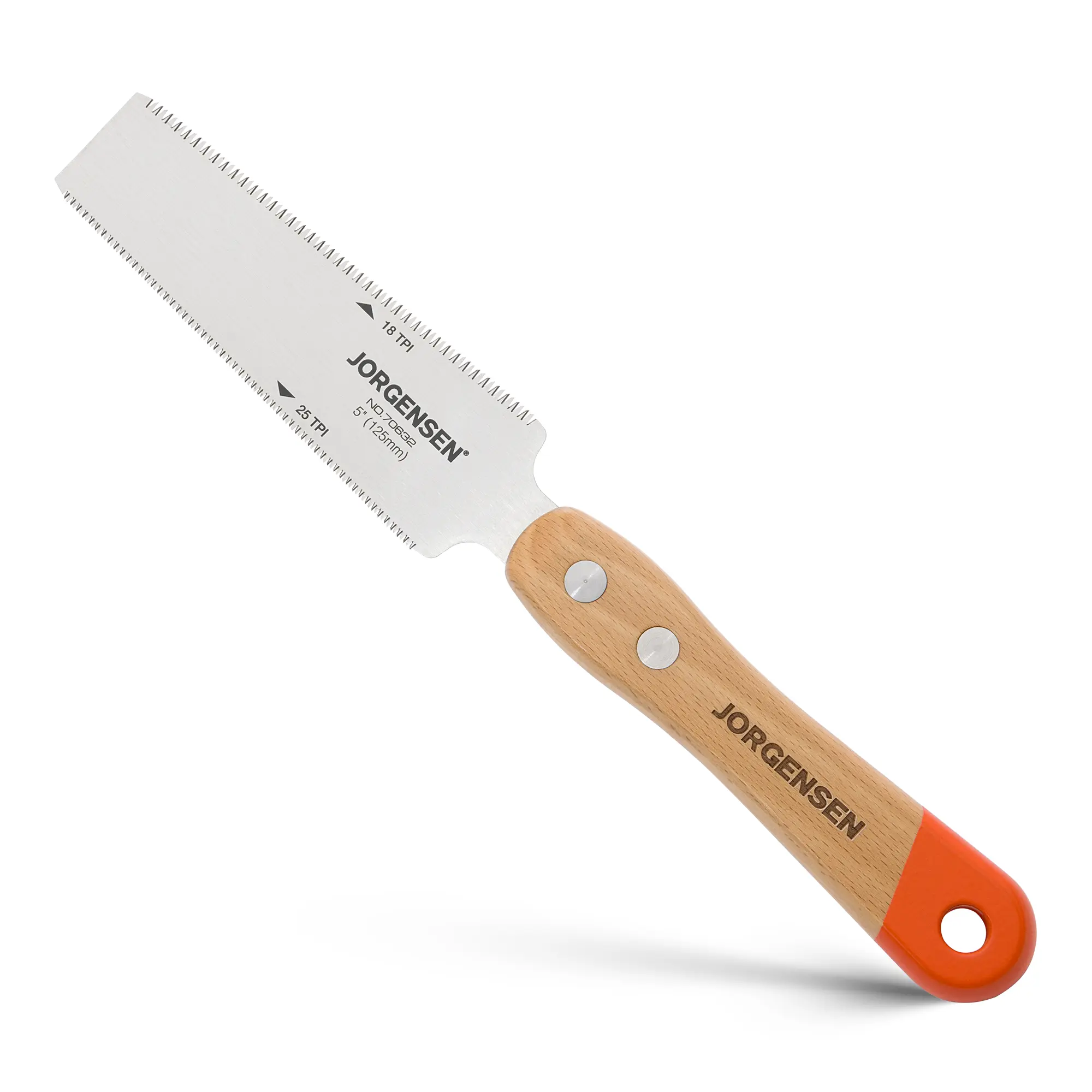 #fathersdaygift JORGENSEN Japanese Flush Cut Saw, 5 Inch Beech Handle Pull Saw, SK5 Flexible Double Edge Blade, 18/25 TPI Japanese Handsaw for Hardwood & Softwood Woodworking, Cutting, Trim Flush