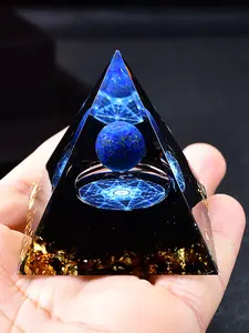 Orgone Pyramid, 1 Count Positive Energy Pyramid, Home Decor, Orgonite Pyramid for Home Desk Office Table Ornament, Crystal Sphere