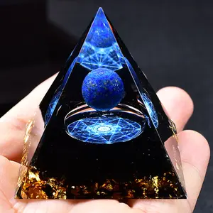 Orgone Pyramid, 1 Count Positive Energy Pyramid, Home Decor, Orgonite Pyramid for Home Desk Office Table Ornament, Crystal Sphere