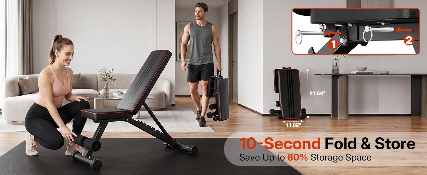 Multi-Function All in 1 Weight Bench Set - Multi-Positions Heavy Duty Weight Lifting Sit Up Bench Workout Benchs Folding Bench Press for Home Gym