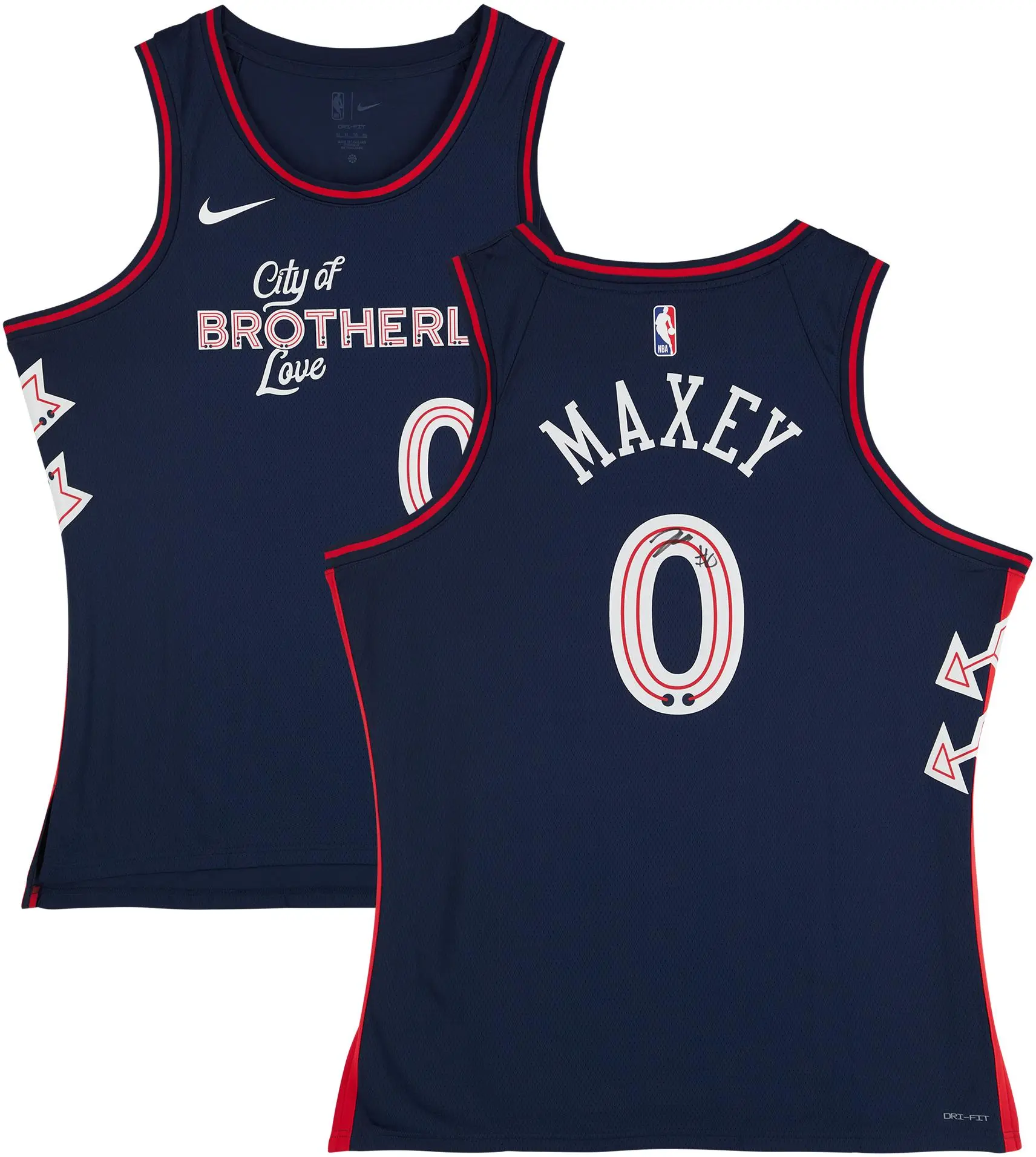 Tyrese Maxey Philadelphia 76ers Autographed Nike Navy 2023-24 City Edition Swingman Jersey - Fanatics Authentic Certified