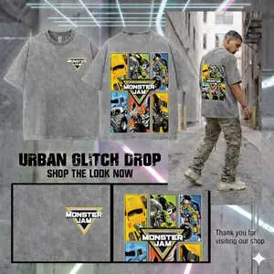 Monster Jam Variety Trucks Washed T-Shirt, Cute Checkered Monster Truck Are My Jam Truck Graphic Tank Top For Summer, Monster Truck Style Tee for Fans, Racing Shirt For Fans, Car Lover Shirt, Gift For Men, For Women Fabric, Streetwear Style Vintage