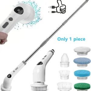 Durable Electric Spin Scrubber with LED Display, 1 Set USB Rechargeable Electric Spin Scrubber with 7 Interchangeable Brush Heads, Powerful Cleaning Tool, Household Cleaning Tool for Bathroom, Floor, Car, Tile, Durable Power Scrubber