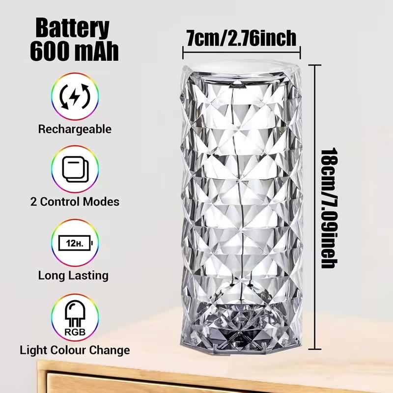 Rose Atmosphere Table Lamp Bedroom Bedside Table Lamp Touch Charging Creative Night Light Three-tone Dimming Color Colorful Remote Control Touch Switch Brightness Can Be Adjusted Freely crystal