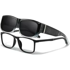 Sunglasses Over Glasses for Women with Rhinestone Rectangle Fit Over Glasses UV Protection for Driving TS4204