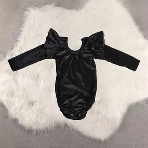 New Clothes Black Velvet Long Sleeve Romper Leotard for Baby Girls Elegant Soft Clothing for Little Ones