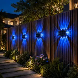 Solar Powered Outdoor Wall Light, Multi-Head RGB LED Garden Lantern, Colorful Landscape Lighting for Courtyard and Exterior Decor